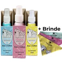 KIT 3 Perfumes Cheirinho PET Amor e Cuidado MACHO, FEMEA e FILHOTE 120ml - Cães e Gatos KIT 3 Perfumes Cheirinho PET Amor e Cuidado MACHO, FEMEA e FILHOTE 120ml - Cães e Gatos