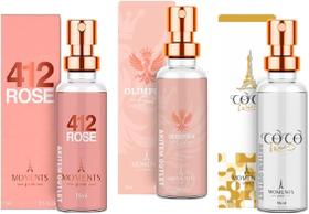 Kit 3 Perfumes Femininos Moments Paris 15ml Miniatura Bolsa Kit 3 Perfumes Femininos Moments Paris 15ml Miniatura Bolsa