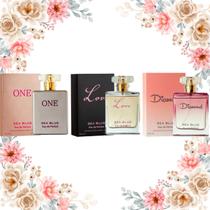 Kit 3 Perfumes Femininos One, Love e Diamond 100ml Sea Blue