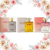 Kit 3 Perfumes Femininos One, Vip e Diamond 100ml Sea Blue
