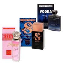 Kit 3 Perfumes Paris Elysees Vodka Wild-Billion Night-Sexy Woman Love 100ml Kit 3 Perfumes Paris Elysees Vodka Wild-Billion Night-Sexy Woman Love 100ml