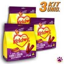 Kit 3 Petisco Bifinho Keldog Criadores Sabor Carne e Cereais para Cães 500g - Kelco