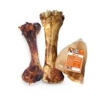 Kit 3 Petisco cachorro osso para caes mordedor orelha bovina canela femur desidratados 100% natural