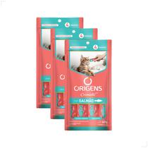 Kit 3 Petisco Origens Para Gatos Creminho 60g Sabor:Salmão Kit 3 Petisco Origens Para Gatos Creminho 60g Sabor:Salmão
