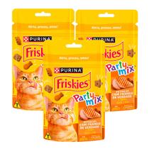 Kit 3 Petisco para Gato Friskies Party Mix Sabor Frango, Fígado e Peru 40g