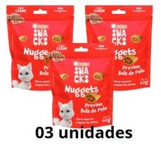 KIT 3 Petisco Snack Quatree Gatos Nuggets Frango Bola de Pelo 60g SABORES KIT 3 Petisco Snack Quatree Gatos Nuggets Frango Bola de Pelo 60g SABORES