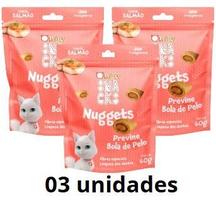 KIT 3 Petisco Snack Quatree Gatos Nuggets Frango Bola de Pelo 60g SABORES KIT 3 Petisco Snack Quatree Gatos Nuggets Frango Bola de Pelo 60g SABORES