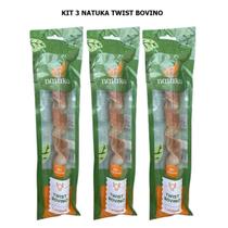 KIT 3 Petisco Twist Couro Desidra Natuka Mordedor Natural