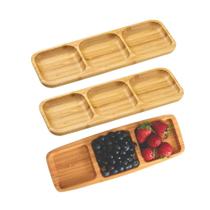 Kit 3 Petisqueiras de Bambu Bandeja Petiscos Retangular Mek 259,5cm