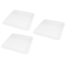 Kit 3 Petisqueiras De Porcelana Quadrada Branco 14,5X1,5 Cm