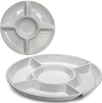 Kit 3 Petisqueiras Prato em Melamina 23cm 5 Divisórias Porção Kit 3 Petisqueiras Prato em Melamina 23cm 5 Divisórias Porção