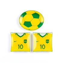 Kit 3 Petisqueiras Vidro Copa do Mundo Brasil Travessa Bola e Quadradas Petiscos Torcida Brasileira Kit 3 Petisqueiras Vidro Copa do Mundo Brasil Travessa Bola e Quadradas Petiscos Torcida Brasileira
