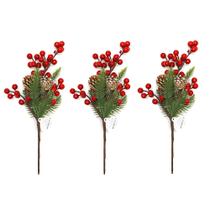 Kit 3 Pick Natalino Azevinhos Pinhas 32cm Enfeite De Natal Decoração Natalina