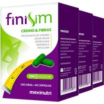 Kit 3 Picolinato de Cromo Agar Agar Espirulina Berinjela Psyllium Finisim 60 cápsulas Maxinutri