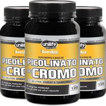 Kit 3 Picolinato De Cromo Unilife 120 Cápsulas