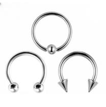 Kit 3 Piercings Ferradura Spike Captive 6, 8, 10, 12mm Aço