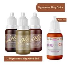 Kit 3 Pigmentos Mag Color Gold Castanho 5ml + 1 Avelã 15ml