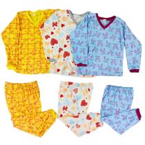 Kit 3 Pijama Infantil Menina Estampado Algodão