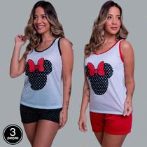 Kit 3 Pijamas Feminino Vekyo Estampado Adulto Minnie