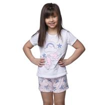 Kit 3 Pijamas Infantil Curto Vekyo Modas Malha Verão Feminino Unicórnio Roupa de Dormir