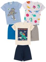 Kit 3 Pijamas Infantil Juvenil Menino Verão em Meia Malha Estampado