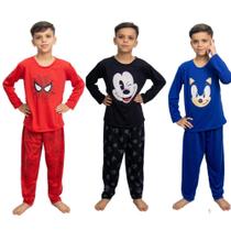 KIT 3 Pijamas Infantil Masculino Inverno