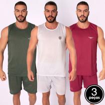 Kit 3 Pijamas Malha Masculino Liso Short e Regata Curto Verão Kit 3 Pijamas Malha Masculino Liso Short e Regata Curto Verão