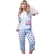 Kit 3 Pijamas Pescador Feminino Vekyo Modas Blusa Manga Curta e Calça Adulto Inverno Roupa de Dormir