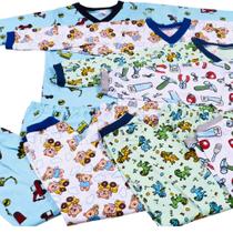 Kit 3 Pijamas Roupa Infantil Menino Conjunto Algodão Estampado