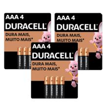 Kit 3 Pilhas Duracell AAA com 4 Unidades