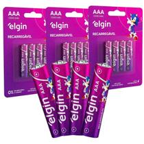 Kit 3 Pilhas Recarregavéis AAA 1000mah 1,2v Blister com 4 unidades - Elgin