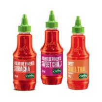 Kit 3 Pimentas: Sriracha, Sweet Chilli e Chilli Thai Cepêra