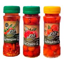 Kit 3 Pimentas Tempero No Pote Biquinho Malagueta Cheiro