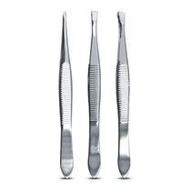 Kit 3 Pinça Aço Inox Chanfrada Fina Reta Design Limpeza Sobrancelha Rosto