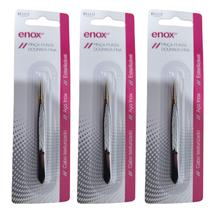 Kit 3 Pinça Design Sobrancelha Ponta Dourada Fina 701 - Enox