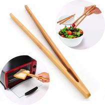 Kit 3 Pinça Pegador De Fritura Bambu 36cm Alimentos Salada Culinaria Chocolate Churrasco Massa Gelo Kit 3 Pinça Pegador De Fritura Bambu 36cm Alimentos Salada Culinaria Chocolate Churrasco Massa Gelo