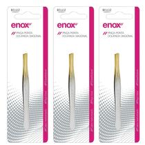 Kit 3 Pinça Ponta Dourada Diagonal 1707 - Enox Kit 3 Pinça Ponta Dourada Diagonal 1707 - Enox
