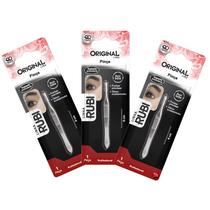 Kit 3 Pinça Reta Aço Inox Rubi SL0677 - Original Line Kit 3 Pinça Reta Aço Inox Rubi SL0677 - Original Line