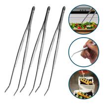 Kit 3 Pinças Culinária De Inox Pegador Gastronomico De 22 Cm