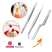 Kit 3 Pinças Culinárias Profissional Aço Inox P/ Gastronomia Confeitaria Cozinha Molecular Batenders Drinks Empratamento