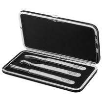 Kit 3 pinças para extensão cilios com case dompel