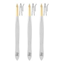 Kit 3 Pinças Ponta Fina 2321 + 3 Pinças 2311 Chafradas