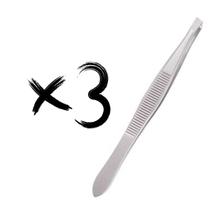 Kit 3 Pinças Sobrancelha Profissional Ponta Reta Aço Inox