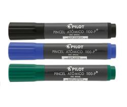 Kit 3 pincéis atômicos pilot - preto / verde / azul