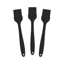 Kit 3 Pincéis Culinários Silicone Preto 26Cm Reforçado -