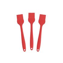 Kit 3 Pincéis Culinários Silicone Vermelho 21Cm Reforçado -