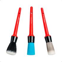 Kit 3 Pincéis de Detalhamento Tam 16 Cerdas Super Macia Macia e Média para Limpeza Automotiva