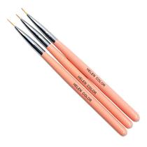 Kit 3 pincéis ponta fina cabo rosa helen color Kit 3 pincéis ponta fina cabo rosa helen color