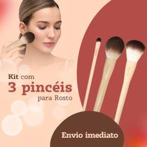 KIT 3 Pincéis Ruby Rose Glass Blush + Pó + Corretivo Alta Performance e Acabamento Profissional