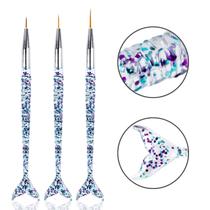 Kit 3 Pincéis Sereia Ultra Fino Filete Decoração De Unhas Kit 3 Pincéis Sereia Ultra Fino Filete Decoração De Unhas